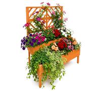 Relaxdays Jardinera con espaldera naranja