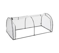 Relaxdays Jardinera con lámina de Polietileno Invernadero Túnel, 80x100x200 cm, Lona PE, Marco Hierro, Puerta con Cremallera, Vivero Huertos, Transparente