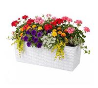 Relaxdays Jardinera balcón autorriego 19x50x19 cm para barandilla con Inserto e indicador, PP, Negro