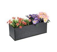 Relaxdays Jardinera de Interior, Caja Macetas, Flores y Hierbas, Rectangular, Metálica, 14x40x15 cm, Decorativa, Negro