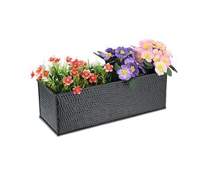 Relaxdays Jardinera de Interior, Caja Macetas, Flores y Hierbas, Rectangular, Metálica, 14x40x15 cm, Decorativa, Negro
