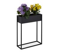 Relaxdays Jardinera Metal, 70 x 55 x 20 cm, Bancal Alto Plantas, Salón y Cocina, Soporte Macetas Rectangular, Negro, Hierro