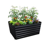 Relaxdays Jardinera elevada de Metal galvanizado para Plantas y hortalizas, 60x120x60 cm, Rectangular, Antracita