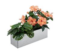 Relaxdays Jardinera Interior, Hierro Galvanizado, 13,5 x 40 x 12,5 cm, Color Plateado