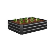 Relaxdays Jardinera Urbano de Metal Galvanizado para Cultivar Flores, Plantas y Verduras, 30x120x90 cm, Negro