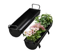 Relaxdays Jardineras Exterior Vintage, Set de 2 Unidades, Maceteros para Plantas, Hierro, 53 y 61 cm de Largo, Negro