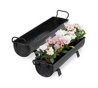 Relaxdays Jardineras Exterior Vintage, Set de 2 Unidades, Maceteros para Plantas, Hierro, 53 y 61 cm de Largo, Antracita