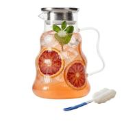 Relaxdays Jarra de Cristal con Tapa de borosilicato, 1688 ml, Resistente al Calor, Transparente/Plateada, 20 x 12 x 17 c