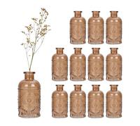 Relaxdays Jarrones de Cristal Decorativos, Set de 12, Vintage, H: 13 x 6 cm, Amarillo