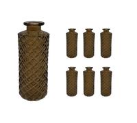 Relaxdays Jarrones, Juego de 6, diseño romboidal, Vintage, Cristal, HxD: 13 x 5 cm, minijarrones para Mesa, marrón, 13 x 5 x 5 cm, 6