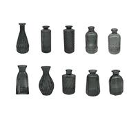Jarrones Relaxdays, Set de 10, texturizados, diseño Vintage, Vidrio, Altura: 10-14,7 cm, Decorativos para Mesa, Gris