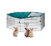 Relaxdays Jaula Conejo con Cubierta de Red para Roedores y Animales Pequeños, Acero y Nailon, Verde, ø 110 cm