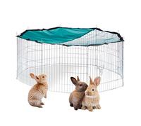Relaxdays Jaula Conejo XL con Cubierta de Red para Roedores y Animales Pequeños, Acero y Nailon, Plateado, ø 145 cm