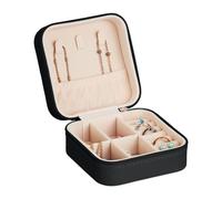 Relaxdays Joyero, Organizador Joyas Pequeño para Viajes, Efecto Piel, Estuche para Anillos, 5 x 10 x 10 cm, Negro