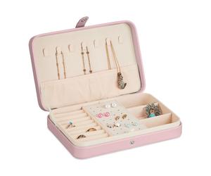 Relaxdays Joyero portátil crema,rosa,plata