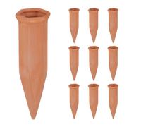 Relaxdays Juego 10 picos para regar con botellas marrón claro