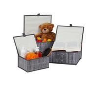 Relaxdays Juego 12 cestas bambú baño color gris gris