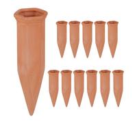 Relaxdays Juego 12 picos para regar plantas marrón claro