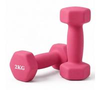 Relaxdays - Juego 2 mancuernas hierro fundido 2 kg, recubrimiento antideslizante, para fitness en casa, rosa