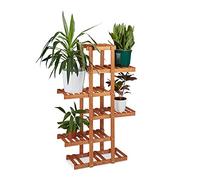 Relaxdays Juego 2 Soportes Plantas Estanterías para Interior, Madera, Marrón Claro, 125 x 81 x 25 cm