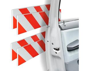 Relaxdays Juego 4 Bandas Protectoras Pared de Garaje, Autoadhesivas, 10 x 50 cm, Antiarañazos, Reflectantes, EVA, Rojo/Blanco, Gomaespuma