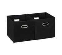 Relaxdays Juego 4 cajas textiles negras con asas negro,plata