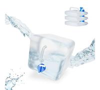 RELAXDAYS Juego 4 garrafas cuadradas de Agua Plegables con Grifo y asa; garrafa Plegable para Camping sin BPA y Apta para Alimentos