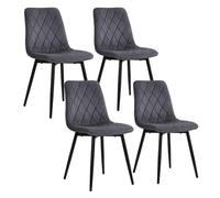 Relaxdays Juego 4 sillas Comedor, Terciopelo, Patas Metal 120 kg, Antracita