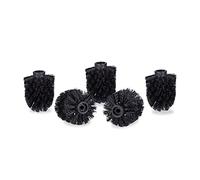 Relaxdays Juego 5 Cepillos de Recambio Escobilla de Baño, Plastico, Rosca de 9,5 mm y Diámetro de 7 cm, Negro
