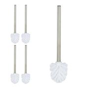 Relaxdays Juego 5 escobillas WC 8 cm blanco,plata