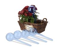 Relaxdays Juego 5 Globos Riego para Plantas Interior, Biberones Regar Flores, Plástico, 28x8cm, Azul