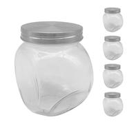 Relaxdays Juego 5 tarros para caramelos 650 ml plata,transparente