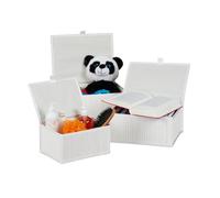 Relaxdays Juego 6 cestas bambú baño color blanco blanco