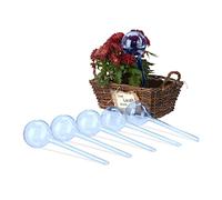 Relaxdays Juego 6 Globos Riego Plantas Interior, Biberones Regadores Flores, Plástico, 250ml, 28x8cm, Azul