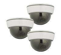 Relaxdays Juego Cámara Seguridad Falsa, Set 3, LED Intermitente, Exterior/Interior, a Pilas, Videovigilancia Mentira, Blanco, 8,5 x 12,5 cm