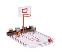 relaxdays Juego Chupitos Baloncesto, 6 Vasos, Mini Canasta y Pelota, Plástico-Cristal, 22,5 x 24 x 44 cm, Transparente, Adultos Unisex