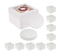 Relaxdays Juego de 10 Cajas para Tartas Ventana y Bases, 20 x 30 x 30 cm, Bodas y Catering, cartón Blanco