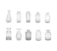 Relaxdays Juego de 10 jarrones, texturizados, diseño Vintage, Cristal, Altura: 10-14,7 cm, jarrones Decorativos.