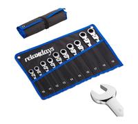 Relaxdays Juego de 10 llaves combinadas flexibles azul,negro,plata