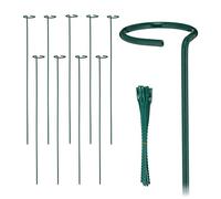 Relaxdays Juego de 10 tutores para plantas verde oscuro