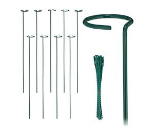 Relaxdays Juego de 10 tutores para plantas verde oscuro