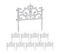 Relaxdays Juego de 10 vallas de jardín exterior blanco