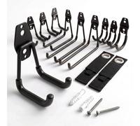 Relaxdays Juego de 12 ganchos de pared para cables negro