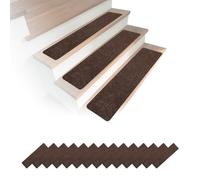 Relaxdays Juego de 16 alfombrillas escalera 75x20 marrón