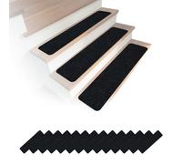 Relaxdays Juego de 16 alfombrillas escalera 75x20 negro
