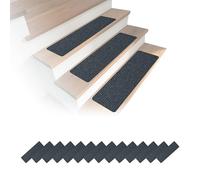 Relaxdays Juego de 16 Alfombrillas Autoadhesivas para escalones, 65 x 20 cm, Gris Oscuro