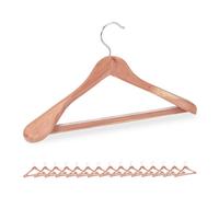 Relaxdays Juego de 16 perchas para trajes marrón claro,plata