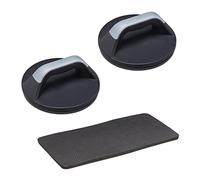 Relaxdays Juego de 2 agarres Agarraderas para Flexiones, Set de 2, Giratorias, con Esterilla para Rodillas, Entrenamiento en Casa, Gris, Gomaespuma, 2 Unidades