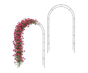 Relaxdays Juego de 2 Arcos de Rosas de Metal, 240 x 140 x 38 cm, para Plantas trepadoras, Color Negro