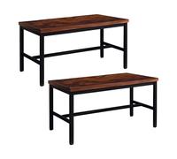 Relaxdays Juego de 2 Bancos, Comedor, Banco Compacto, HBT: 51 x 108 x 32 cm, Banco de Cocina, Metal, Industrial/Negro